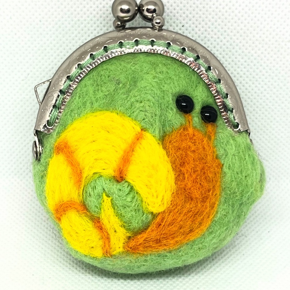 Green Snail Felt Coin Purse